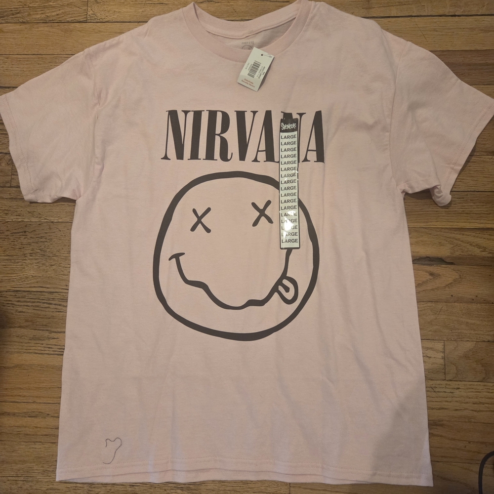 NIRVANA Light Pink Smiley Face Tee